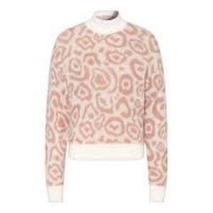 Cozy Pink Leopard-Pattern Turtleneck Sweater